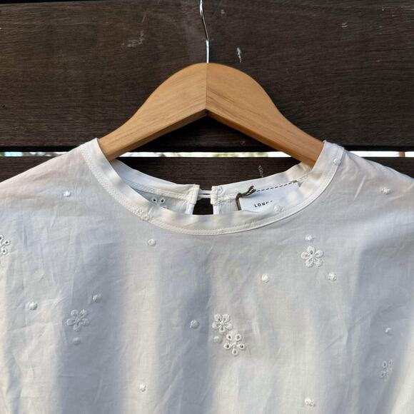 Longchamp Eyelet Blouse Peplum Top in White - Picture 4 of 8